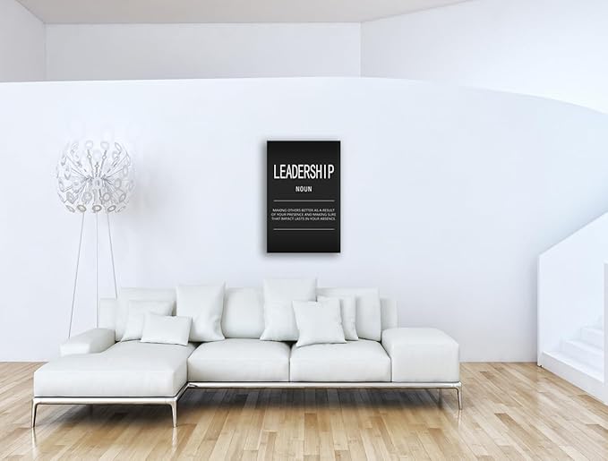 Motivational Canvas Wall Art Office Posters Prints Inspiring Quotes Leadership Noun Inspirational Pictures Artwork Decor for Living Room Home Wooden Framed Ready to Hang[24" W x 36" H]