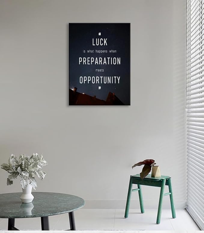 Inspirational Quote Poster "Luck Is Preparation Meets Opportunity" Motivational Wall Decor for Gym Office Bedroom Home Modern Artwork Ready to Hang[30" W X 40" H]