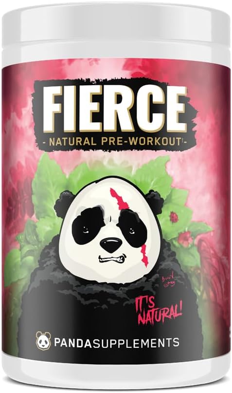 Panda Supps Fierce: Natural Pre-Workout with Zero Artificial Ingredients and 300mg Naturally Sourced Caffeine for Clean Energy and Focus (30 Servings)(Panda's Blood)