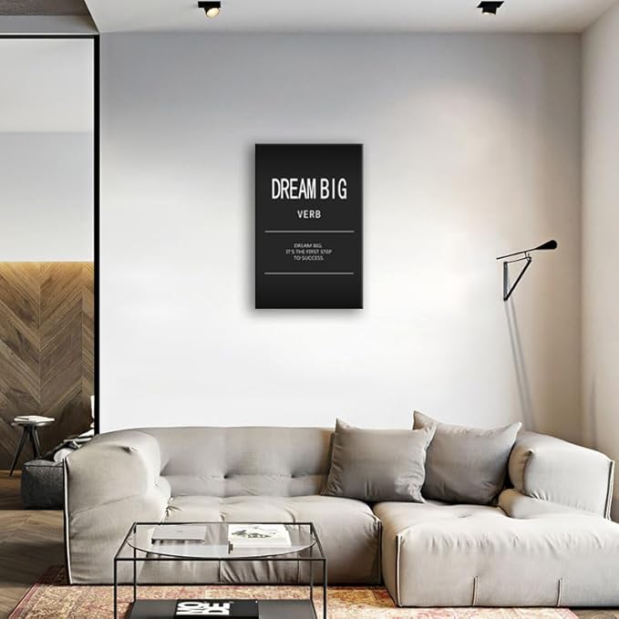 Inspirational Wall Art Office Wall Decor Dream Big Verb Motivational Posters Painting Quotes Print Canvas Artwork Pictures Wall Decor Classroom Living Room Decor Framed Ready to Hang[24" W x 36" H]