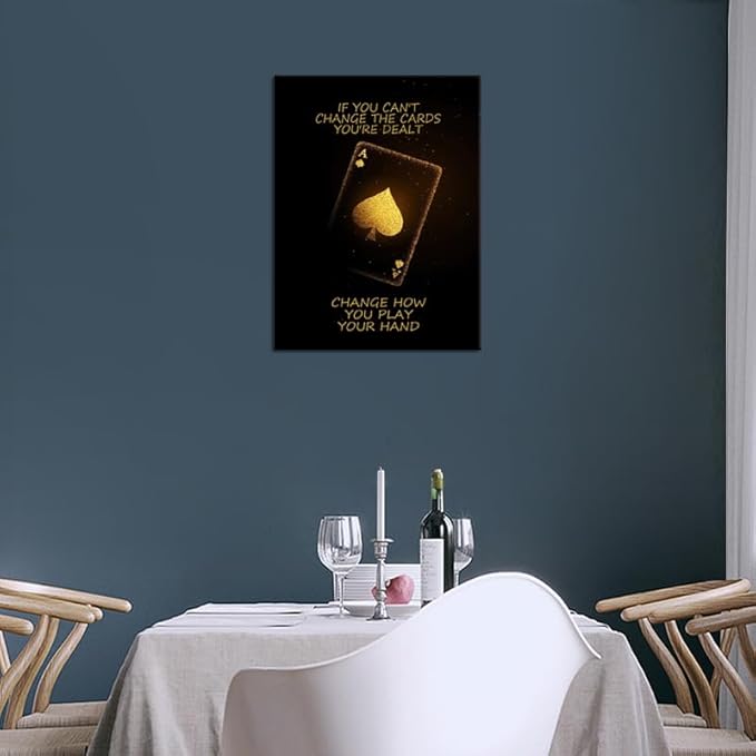 Poker Motivational Poster Ace of Spades Game Inspirational Wall Art Quotes Wall Decor for Living Room Bedroom Office Bathroom Canvas Print Artwork Framed Art Decoration Ready to Hang [18''Wx 24''H]