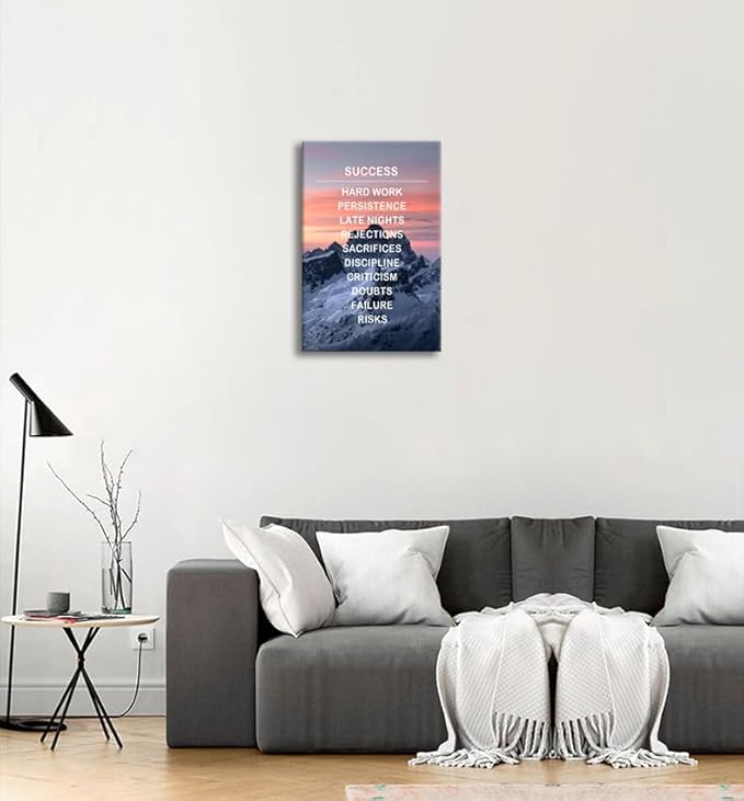 Inspirational Wall Art Inspiring Office Decor Motivational Entrepreneur Quotes Canvas Painting Snow Mountain Pictures Posters and Prints Artwork Modern Painting Living Room Home Decor [12''Wx 18''H]