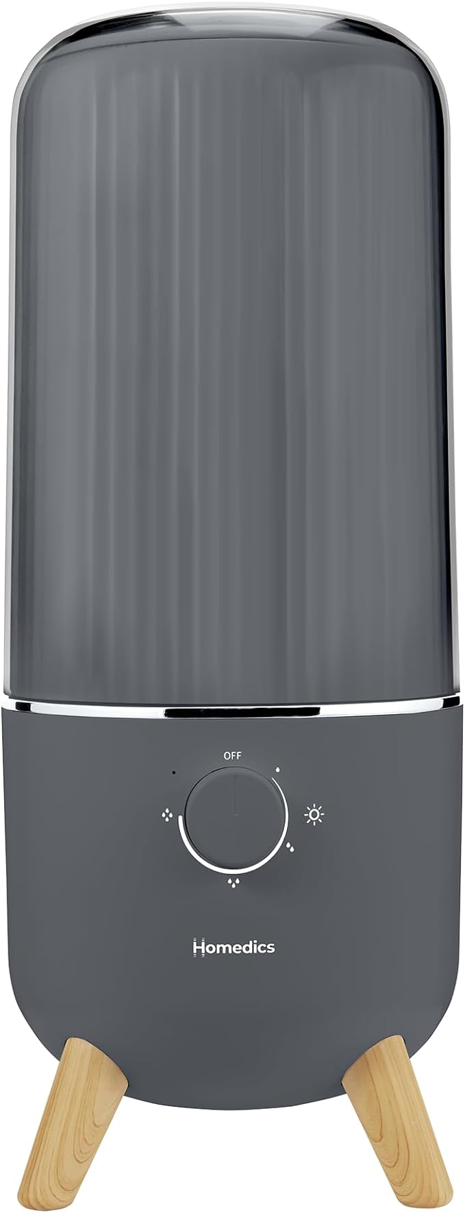 Homedics Ultrasonic Humidifier, Bedrooms and Home Offices, 0.97-Gallon Tank, 45-Hour Runtime, Visible Ultra-Quiet Cool Mist, Aromatherapy, Demineralization Cartridge, Night-Light, Auto-Off, Platinum