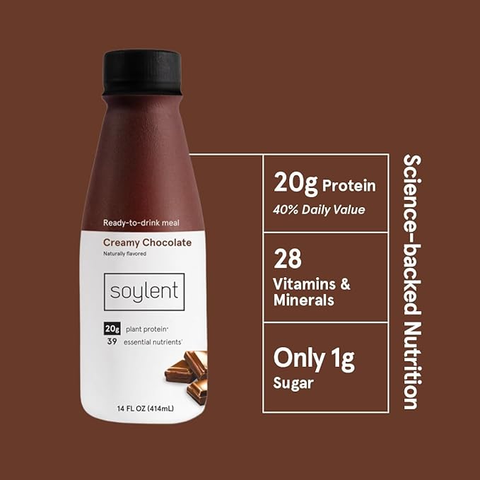 Soylent Meal Replacement Shake Variety Bundle - Creamy Chocolate, Original, Banana, Cafe Chai, Cafe Mocha, Vanilla, Strawberry and Mint Chocolate Flavors - 8 12-packs of 14 oz bottles - 96 total
