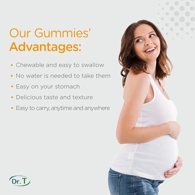 Dr. T Prenatal Gummies for Expectant Moms 180g - Berry & Orange Flavor - Healthy Pregnancy - Proper Baby Growth - Prenatal Nutrition - 60 Pectin Gummies (1)