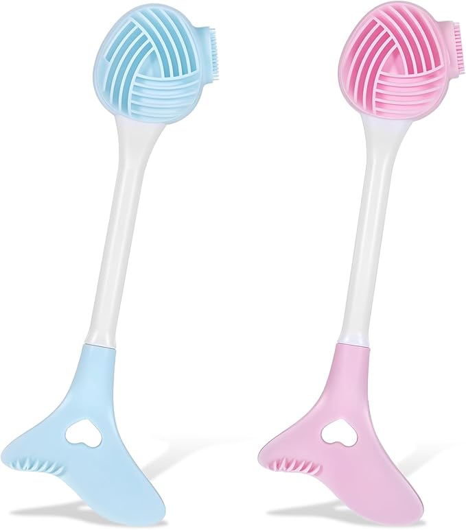 2 Packs Silicone Face Scrubber Brush, 2 in 1Double-Ended Facial Pore Cleaning Brush Face Mask Applicator Tool for Exfoliating Wash Massaging Remove Blackheads Deep Pore Cleansing