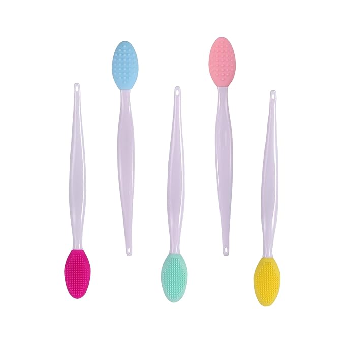 10pcs Silicone Scrub Lip Brush, Double Side Lip Exfoliating, Nose Clean Blackhead Removal Brushes With Lip Exfoliator Scrubber Tool Wash Face Cleansing Brush