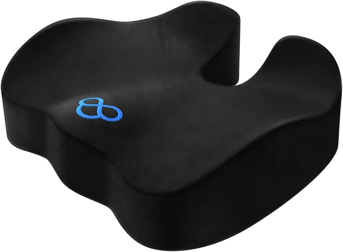 BlissTrends Seat Cushion,5.2in Thick Memory Foam Cushions for Office Chair, Car Seat, Airplane, Relieving Pressure Tailbone Sciatica Back Pain for Long Sitting Office Workers, Car Drivers Black