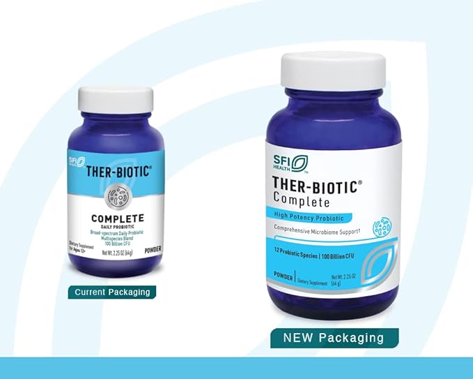 Klaire Labs SFI Health Ther-Biotic Complete Probiotic Powder - 100 Billion CFU - Men's and Women's Probiotics for Digestive Health & Immune Support - Dairy-Free, Hypoallergenic (60 Servings, 64g)