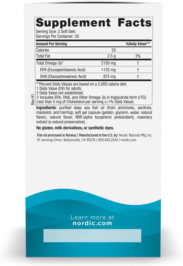 Nordic Naturals Ultimate Omega 2X, Lemon Flavor - 60 Soft Gels - 2150 mg Omega-3 - High-Potency Fish Oil with EPA & DHA - Promotes Brain & Heart Health - Non-GMO - 30 Servings