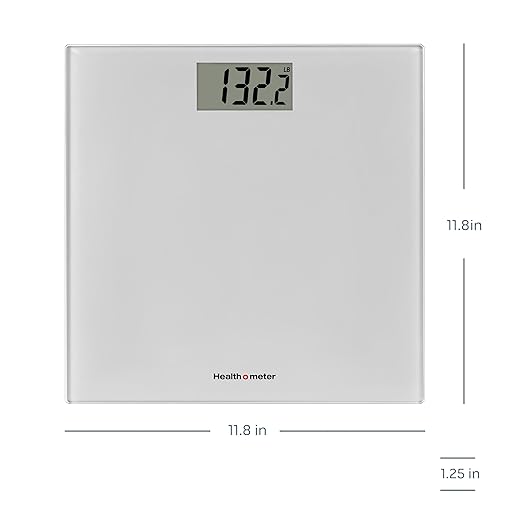 Health o meter Compact Digital Glass Bathroom Scale – 500 lb Capacity, 4 Load Cells, 3.2" LCD Display, Tempered Glass Platform, Auto Shut-Off, Low Battery Indicator, Non-Skid Feet, 5-Year Warranty