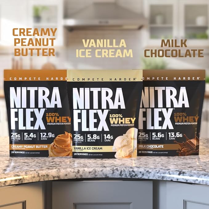 GAT SPORT Nitraflex Vanilla Whey Protein, Loaded BCAA's, EAA's, for Men and Women's Reocvery, 2 lbs.