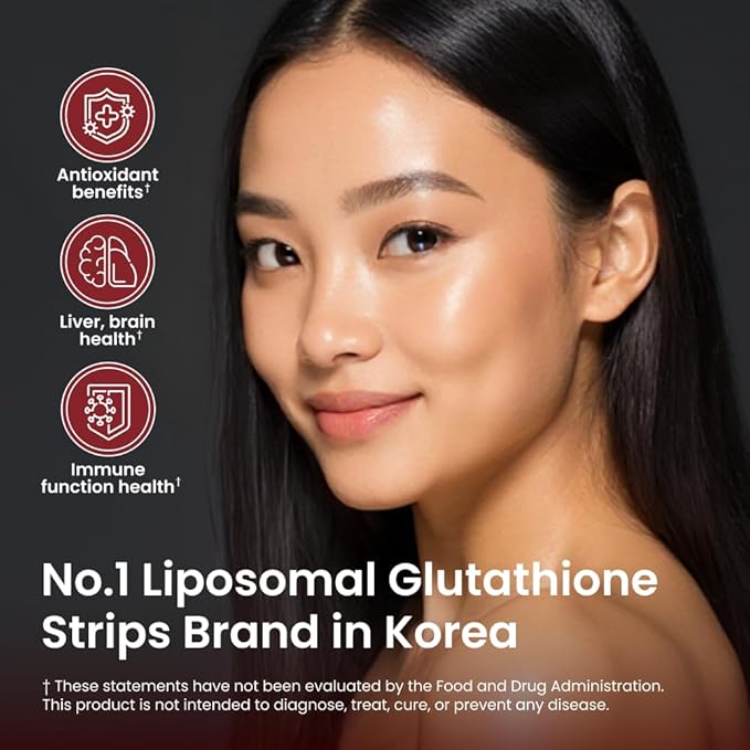 Liposomal Glutathione Direct (284mg*30strips) Glutathione Strips, Enhanced-Absorption, Korean Beauty Supplement Made in USA for antioxidant, Even Skintone, K-Beauty