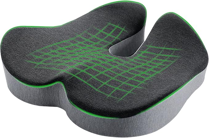 Memory Foam Seat Cushion for Office Chair Car Seat Ergonomic Chair Cushion Desk Chair Cushion for Sciatica Tailbone Hip Support Non‑Slip for Office Chairs Desk Accessories (Grey&Black)