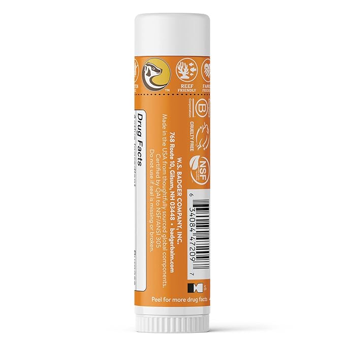 Badger Mineral Kids Sunscreen Face Stick SPF 35, Zinc Oxide Travel Size Sunscreen Stick for Kids, 97% Organic Ingredients, Reef Safe, Water Resistant, .65 oz