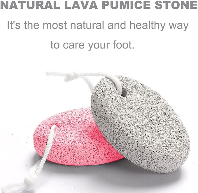 Natural Foot Pumice Stone for Feet, Borogo 2-Pack Lava Pedicure Tools Hard Skin Callus Remover for Feet and Hands - White&Red