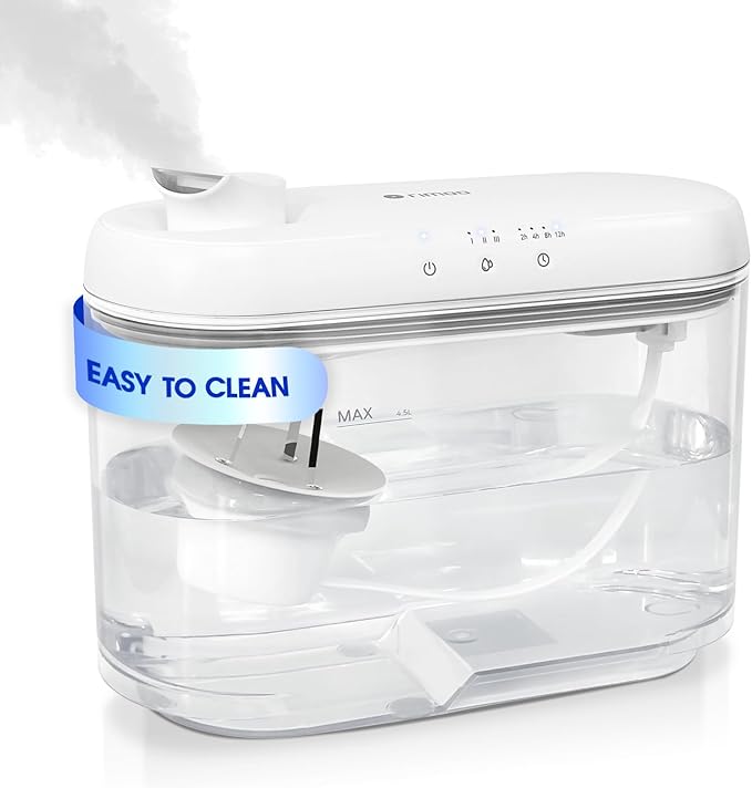 Top Fill Humidifiers for Bedroom Large Room, Super Easy Clean Humidifier with Only 3 Washable Parts to Clean, 1.3Gal 4.5L Ultrasonic Cool Mist Humidifier, Filter-free, 25dB Ultra-quiet for Baby