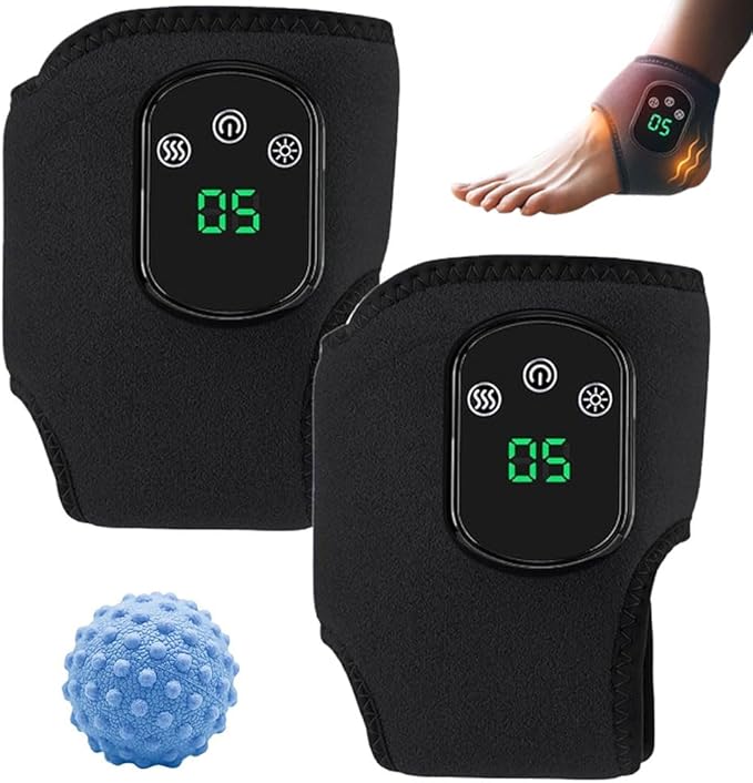 Foot Revive Massager, 3-in-1 Wireless & Portable Foot Massager with 3 Vibration Modes and 5 Heat Levels, for Heel, Arch and Ankle Comfort & Relaxation (Black 3 Level*2PCS)