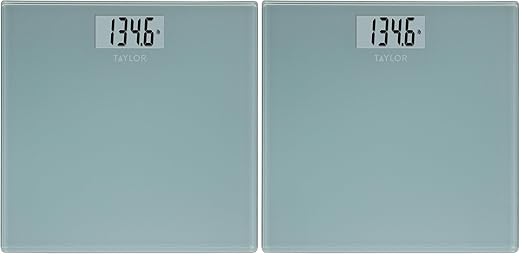 Taylor Digital Bathroom Scale, Bath Scale for Body Weight, Large Readout Display and Instant-on Auto Zero Technology, 400 lb. Capacity, Blue (Pack of 2)