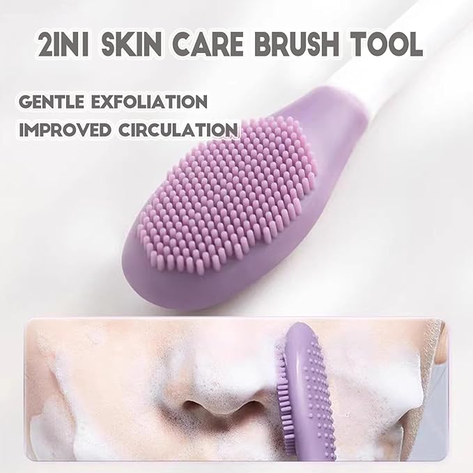 Silicone Face Mask Applicator Brush,Soft DIY Skincare Applicator Tools,Scrubber Exfoliator,Facial Cleansing Brush for Deep Gentle Exfoliating (Pink/Purple)