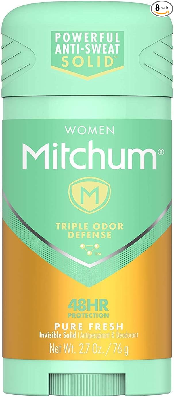 Mitchum Women Triple Odor Defense Invisible Solid 48HR Antiperspirant & Deodorant, Pure Fresh, 2.7 OZ - 8 Pack