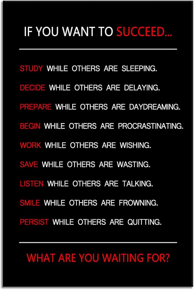 Inspirational Canvas Wall Art If You Want to Succeed Motivational Painting Positive Entrepreneur Quotes Poster Success Pictures Print Wall Decor Artwork for Living Room Office Framed [18''Wx 12''H]