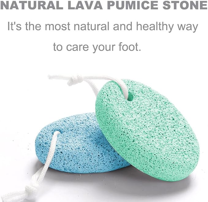 Natural Foot Pumice Stone for Feet, Borogo 2-Pack Lava Pedicure Tools Hard Skin Callus Remover for Feet and Hands -Blue&Green