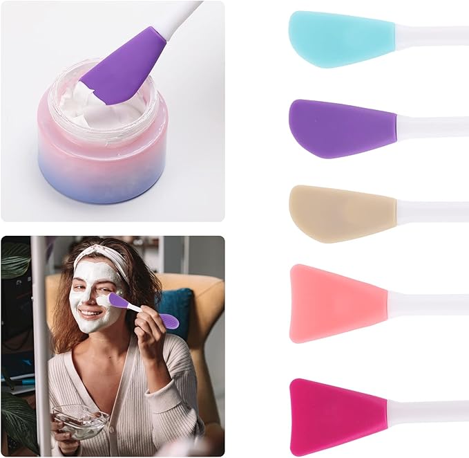 20 Pcs Silicone Face Mask Applicator, 2 in 1 Double-Sided Facial Scrubber Brush Tool, Double-Head Manual Cleansing Brush for Deep Gentle Exfoliating