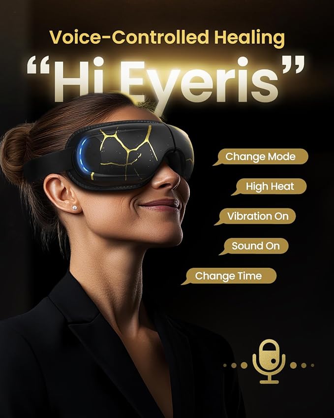 RENPHO Eye Massager with Heat and Cooling, Birthday Gifts for Women/Men, Eyeris Kintsugi Voice Control Eye Sleep Mask for Migraines, Eye Care Device for Relaxation