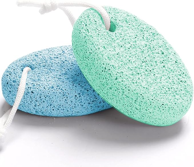 Natural Foot Pumice Stone for Feet, Borogo 2-Pack Lava Pedicure Tools Hard Skin Callus Remover for Feet and Hands -Blue&Green