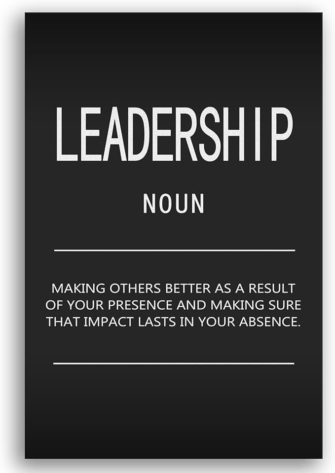Inspirational Wall Art Painting Prints on Canvas Motivational Pictures Leadership Noun Inspiring Entrepreneur Quotes Posters Decor Artwork Office Home Living Room Decor Wood Framed[12" W X 18" H]