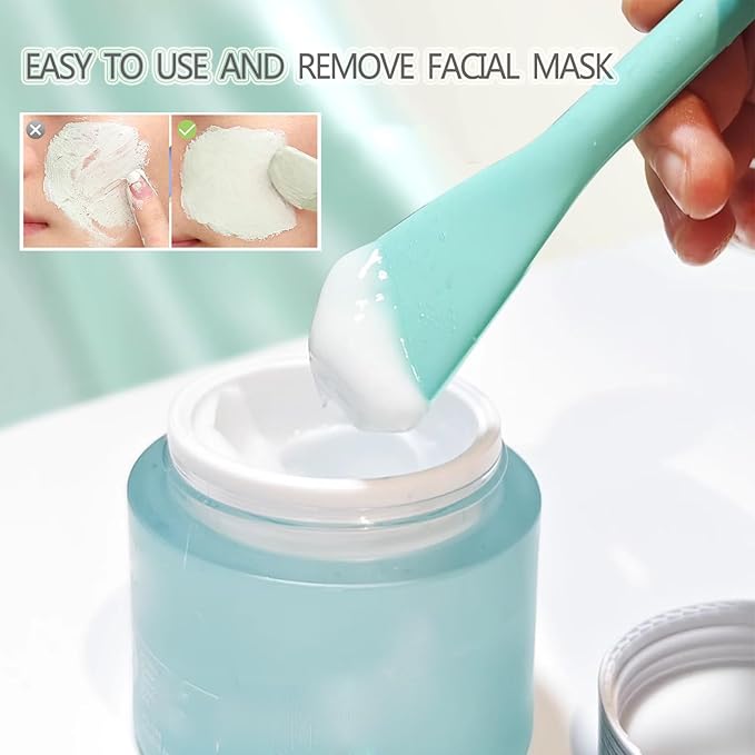 Silicone Face Mask Applicator Brush,Soft DIY Skincare Applicator Tools,Scrubber Exfoliator,Facial Cleansing Brush for Deep Gentle Exfoliating (Pink/Blue)