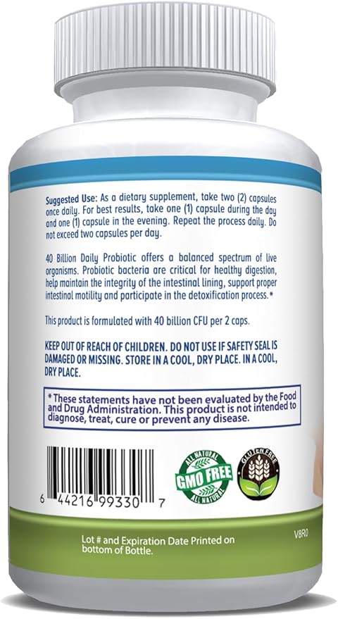 Daily Probiotic 40 Billion CFU MakTrek Bi-Pass Technology Digestion Immune Health 60 Veggie Capsules (1 Month Supply)