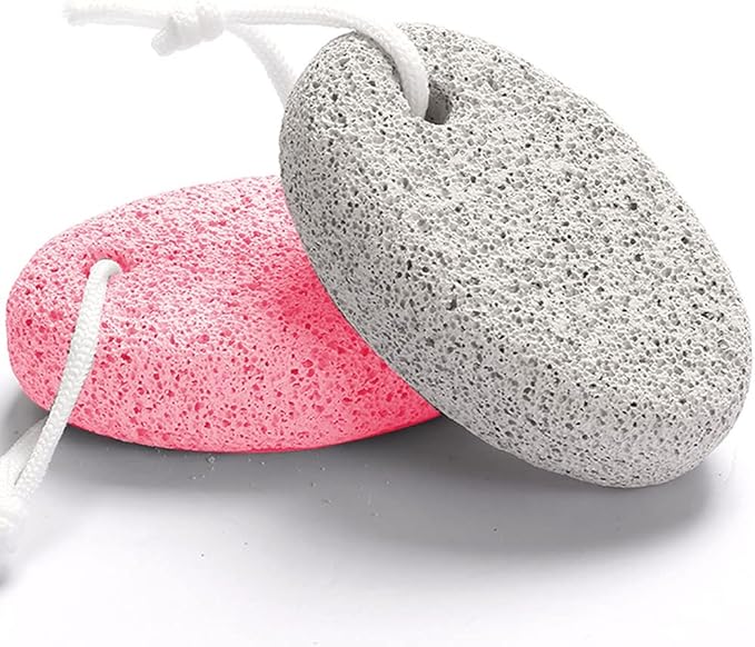 Natural Foot Pumice Stone for Feet, Borogo 2-Pack Lava Pedicure Tools Hard Skin Callus Remover for Feet and Hands - White&Red