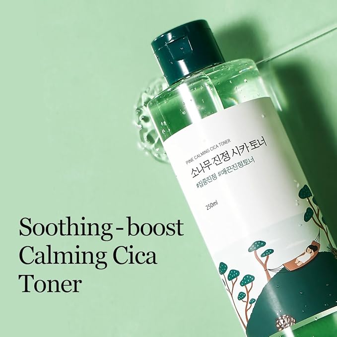 ROUND LAB Pine Calming CICA Toner 8.45 Fl Oz, Low-Acidic Hydrating Toner for Face with Pine CICA, BHA + LHA, and Hyaluronic Acid for Soothing, Exfoliating, and Restoring Skin Balance, Korean Skincare