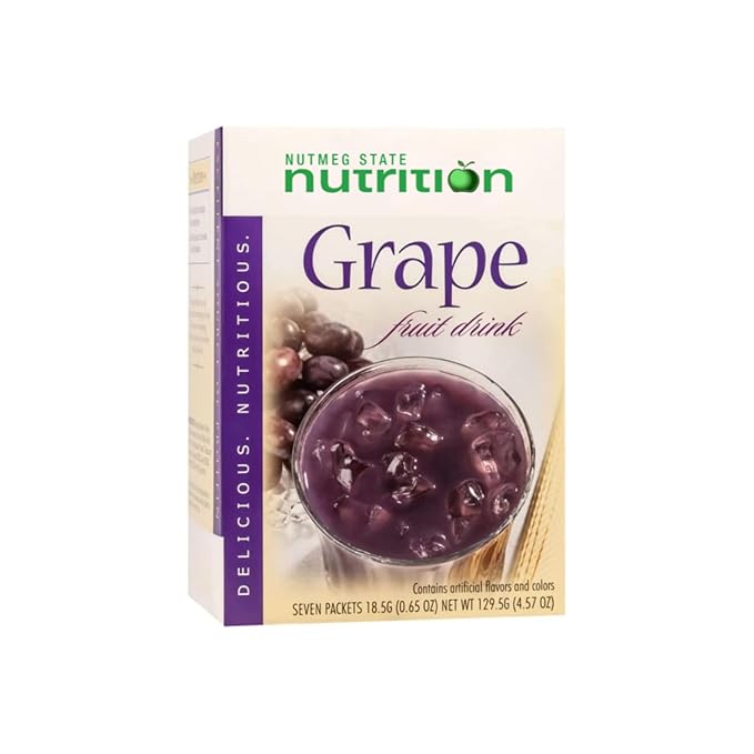 Nutmeg State Nutrition - High Protein Diet Fruit Drink - 15g Protein - Low Calorie - Low Carb - Low Sugar - Fat Free, 7 Servings Per Box (Grape)