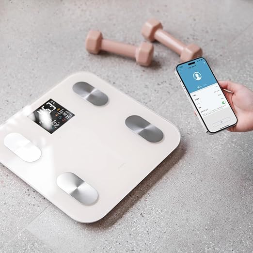 mooas Smart Scale for Body Weight Fat Bluetooth Scale, Digital Bathroom Scale with BMI, Body Fat, Muscle Mass Composition, LCD Accurate Wi-Fi Bluetooth Scale for Home Smartphone App, 396 lbs (Ivory)