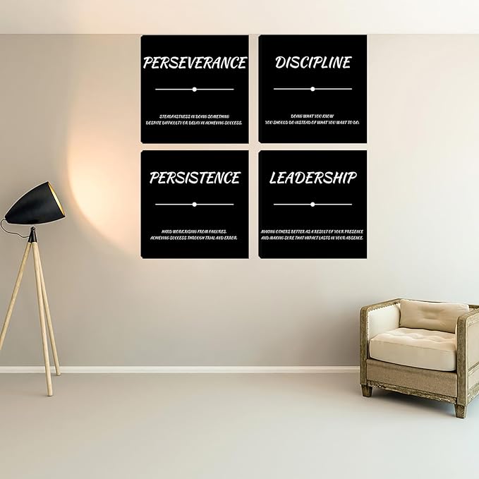 Inspirational Poster Wall Art Motivational Canvas Painting Wall Art Home Office Wall Decor 4 Pieces Positive Prints Picture Artwork Office Bedroom Living Room Decor Framed Decorations 20"x20"x4pcs