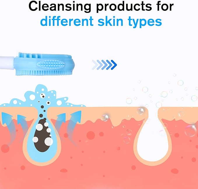 Blue Face Scrubber, Silicone Face Mask Brush Manual Facial Cleansing Brush Faces Exfoliator Scrubber Exfoliating Lip Brushes Facial Skin Care Tool for Makeup Residues Removal Blackheads Whiteheads