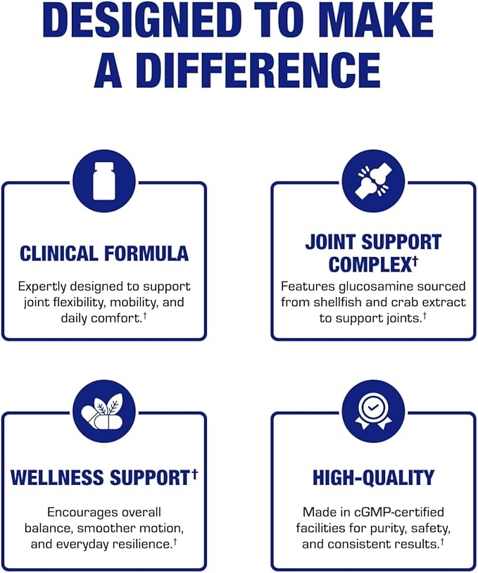 Advanced Glucosamine and Chondroitin for Adults - Clinical Formula Naturally Derived Bone Joint Tendon and Ligament Supplement with High Strength Glucosamine Complex - Up to 180 Day Supply