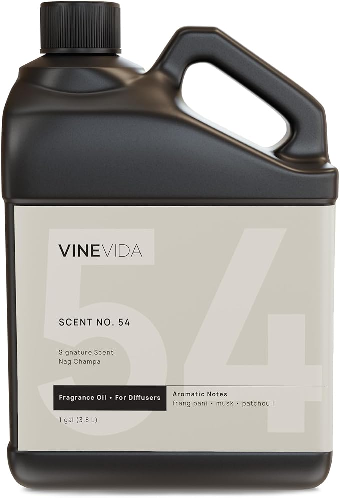 VINEVIDA [Gallon (128 Fl Oz)] Nag Champa Fragrance Oil for Cold Air Diffusers, Essential Oils for Diffuser Oil Refill & Air Freshener Room Spray
