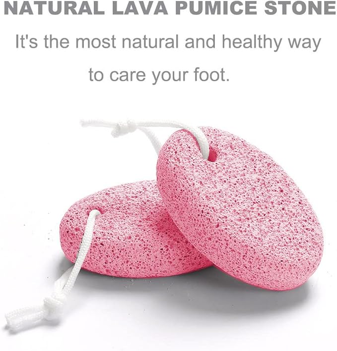 Natural Foot Pumice Stone for Feet, Borogo 2-Pack Lava Pedicure Tools Hard Skin Callus Remover for Feet and Hands -Red