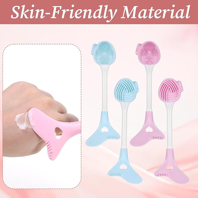 2 Packs Silicone Face Scrubber Brush, 2 in 1Double-Ended Facial Pore Cleaning Brush Face Mask Applicator Tool for Exfoliating Wash Massaging Remove Blackheads Deep Pore Cleansing
