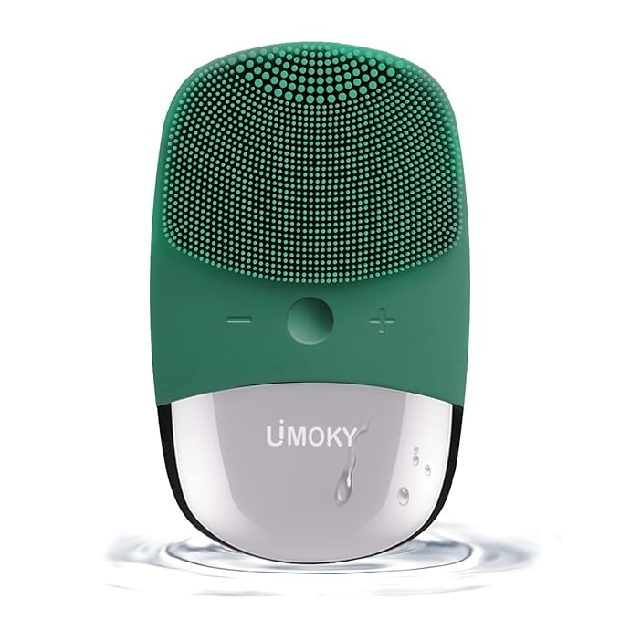 Facial Cleansing Brush, 3-in-1 Electric Silicone Face Scrubber, Vibrating Massager, IPX7 Waterproof, USB Rechargeble Pore Brush for Deep Cleanning, Blackhead Remover, Exfoliating (Green)