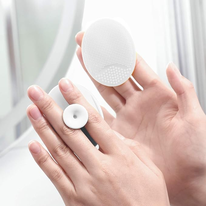 Silicone Face Scrubbers Exfoliator Brush-Facial Cleansing Pads Precision Pore Cleansing Pad Acne Removing Face Brush-2 Pack, Grey and White