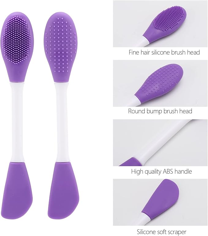 10 Pack Silicone Face Mask Applicator, 2 in 1 Double-Sided Facial Scrubber Brush Tool, Double-Head Manual Cleansing Brush for Deep Gentle Exfoliating