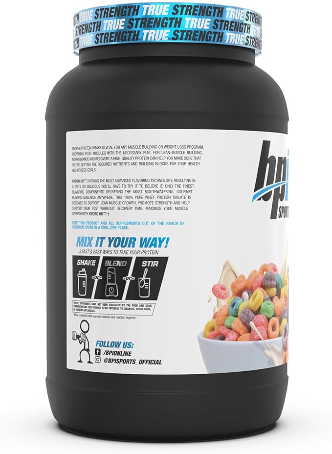 BPI Sports Hydro HD - 100% Hydrolyzed Whey Protein Powder - Muscle Growth, Recovery, 25g of Hydrolyzed Protein, Low Carb, Low Sugar, Fast Absorbing (23 Servings, Fruity Loopers)