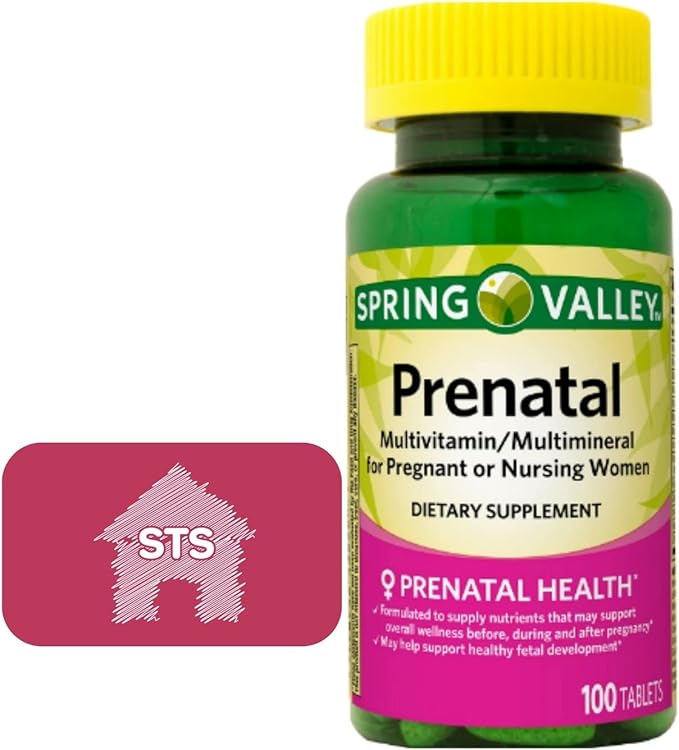 Spring Valley Prenatal Multivitamin - Multimineral Tablets, 100 Count + STS Sticker.