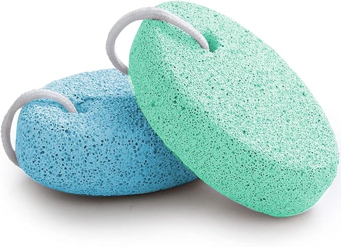 Natural Foot Pumice Stone for Feet, Borogo 2-Pack Lava Pedicure Tools Hard Skin Callus Remover for Feet and Hands -Blue&Green