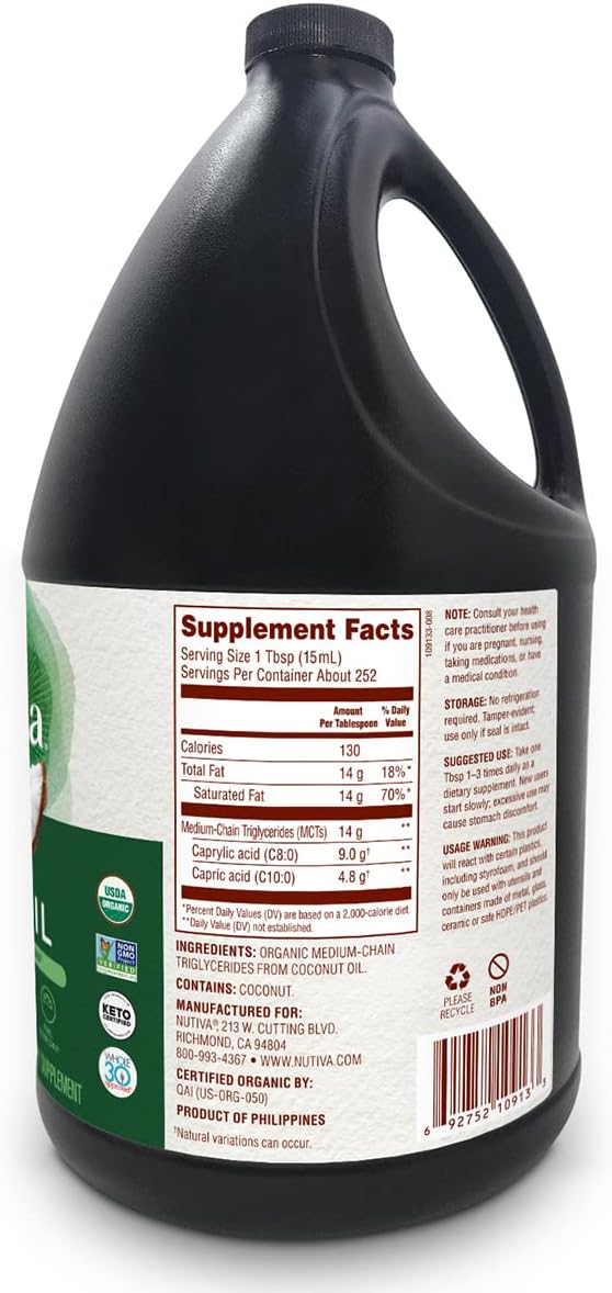 Nutiva Organic MCT Oil, 128 Fl Oz